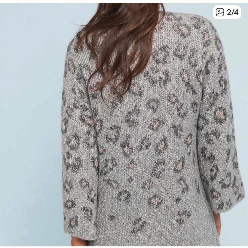 Cupcakes & Cashmere Leopard Patterned Sweater Coat – Size L - Picture 2 of 5